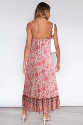 Robe bohème fleurie à col en V